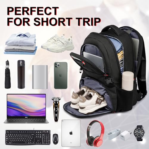 ZUBOND Backpack with Shoe Compartment for Men and Women, 17.3 Inch Laptop Travle Backpack, Daypack Gym, Sports, Camping, Hiking