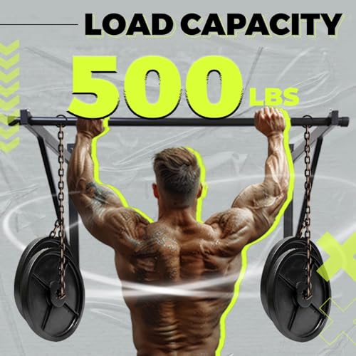 ECOTRIC 46" Wall Mounted Pull Up Chin Up Bar Heavy Duty Gym Workout Fitness