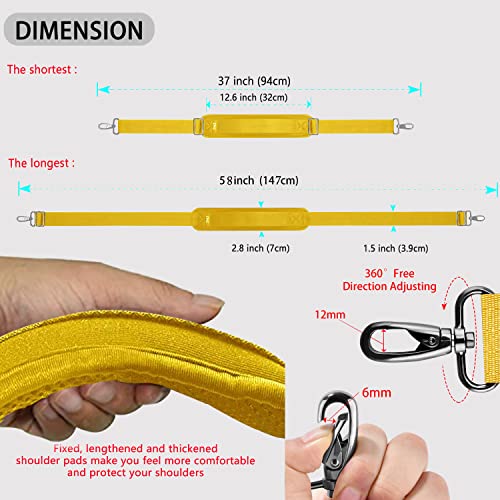 ZINZ Shoulder Strap 58" Ultra-Thick Fixed Padded and Adjustable Buckles Crossbody Strap for Briefcase Laptop Bag Luggage - color: Yellow