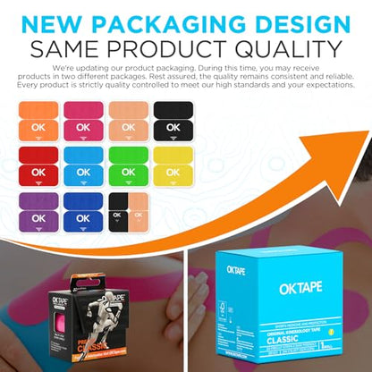 OK TAPE Kinesiology Tape 10 inches Precut, 20 Strips, Cotton Elastic Athletic Tape Latex Free, 2in x 16ft, Light Blue - color: Light Blue, size: 20 Count (Pack of 1)
