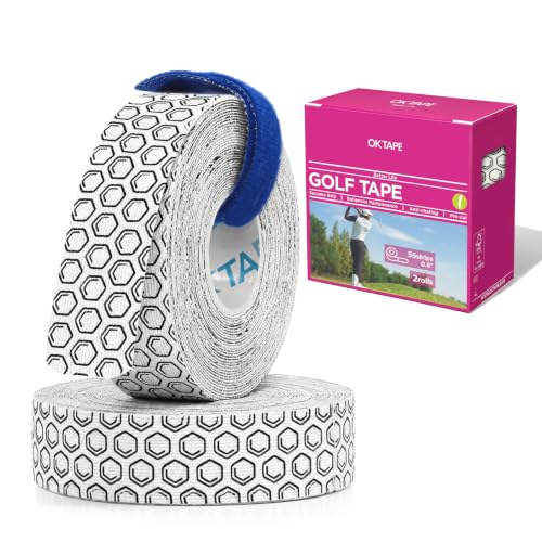 OK TAPE Golf Tape for Fingers, 110 Strips, Elastic Athletic Finger Tape for Golf, Tennis, Blister Prevention Tape, Flexible, Sweatproof, Synthetic Fiber, Pre-Cut (2 Rolls, White) - color: White