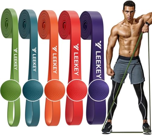 LEEKEY Pull Up Assistance Bands,5-125LB Resistance Bands with Grip、Door Anchor、Gym Bag - Exercise Bands for Full-Body Training, Fitness, Physical Therapy -USA Original Patent - style: 5-125LBS CANDY