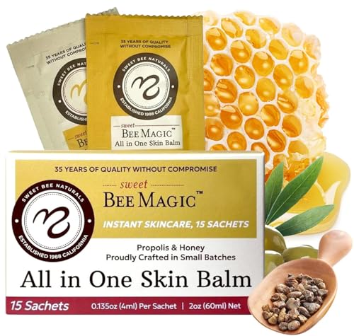 Sweet Bee Naturals All-in-One Skin Balm Sachets - 4ml Each, Certified Organic, Deep Moisture & Hydration for On-the-Go Skincare, Ideal for Busy Lifestyles, Travel-Friendly - 15 Pack - size: 0.14 Ounce (Pack of 15)