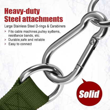 Heavy Duty Gym Exercise Handles Attachment for Cable Machine,Resistance Band,Pulley System Home Fitness Workout Equipment, with Elastic Rubber Grip and 2 Large Carabiners - color: Military Green