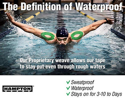 Hampton Adams | As Seen on Shark Tank | Elastic Kinesiology Tape (2-Pack) | Uncut Athletic Tape Supports & Protects Muscles Knees Shoulders & Plantar Fasciitis | Waterproof Hypoallergenic (Green) - color: Green, size: 2in x 16ft (2 Rolls)