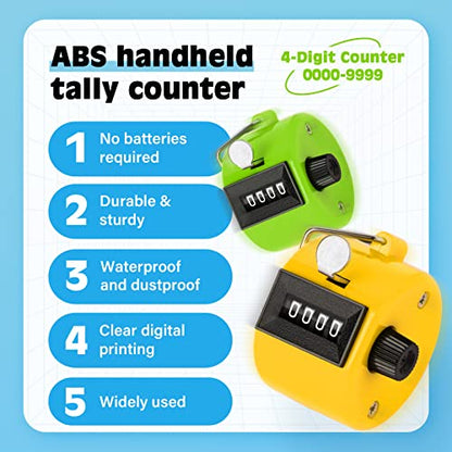 Colour Counters, Tally 4-dight Clicker Counter, ABS Handheld Counters Clicker for Counting, Golf, Scoring, Knitting