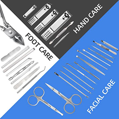 Manicure Set 30 in 1 Fingernail Clipper Set,RedFlow Nail Clippers & Toenail Clippers,Manicure Kit,Pedicure Kit,Suitable for Travel Manicure Tools,Nail Kit with Everything Profe (Black) - color: B-black