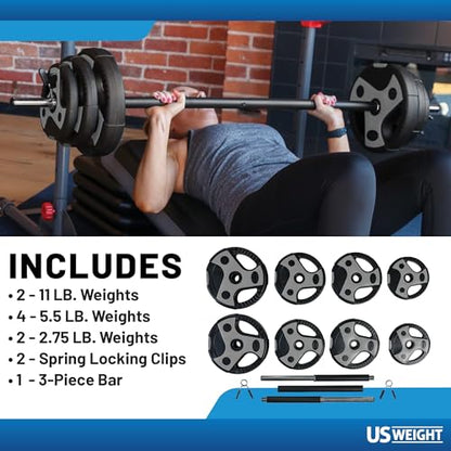 US Weight Weight Set for Home Gym - Barbell, Curl Bar or Multi-Use Options - Various Weight Options - size: 54LB, style: Barbell
