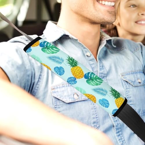 2 Pack Pineapple Banana Leaf Car Seat Belt Pad Soft Padded Seat Belt Cushion for Child, Stroller Pushchair High Chair, Shock Absorption - color: Pattern 256