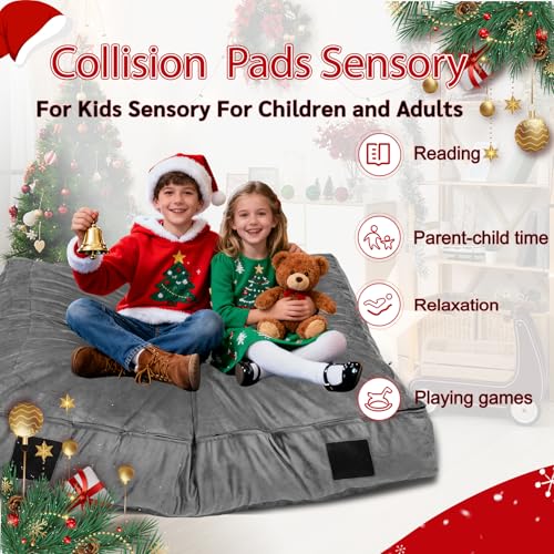 WOUDY Crash Mats for Kids Sensory, Sensory Pads for Autistic Children,Soft Foam Landing Zone, Soft, High-Density Foam Landing Zone Provides Safe Sensory, with Washable Cover - size: 5FT grey
