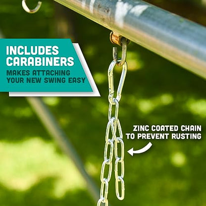 Premium High Back Full Bucket Toddler Swing Seat with Finger Grip, Plastic Coated Chains and Carabiners for Easy Install - Green - Squirrel Products - color: Green