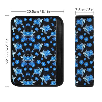 2 Pack Blue Flowers Sea Turtle Car Seat Belt Pad Soft Padded Harness Pads Strap for Child, Car Seats Pushchair Strollers High Chair Pushchair, Anti-Slip Pad - color: Pattern 1218