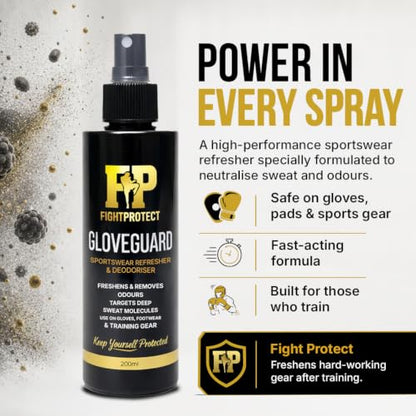 GloveGuard Sports Gear Deodorizer Spray 6.76 fl oz – Odor Neutralizer for Boxing Gloves, MMA Gear, Soccer Cleats, Sneakers & Gym Kit – Neutralizes Sweat Odors Fast
