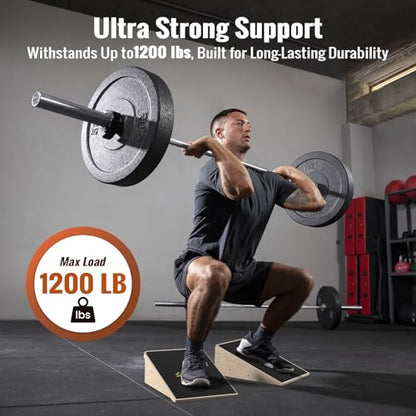 Sportneer Squat Wedge, 1200LB Wooden Heel Elevated Board for Squats | 15°/ 20° Squat Wedge Block, Slant Board for Squats Weightliting Home Gym Squat Wedge Non-Slip - size: 20°