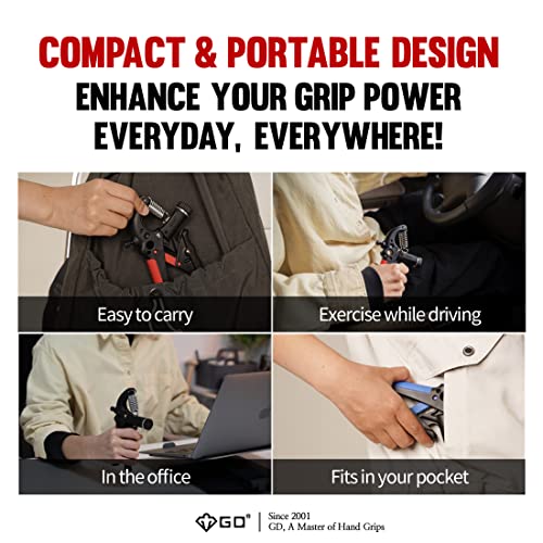 GD Grip2 Adjustable Grip Strength Trainer Hand Gripper Forearm Strengthener | Adjustable resistance 22~77lbs Squeezer, Hand grip strengthener, Gripper exerciser Devices, Stress Relief Grips Recovery - color: RED