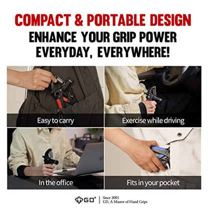 GD Grip2 Adjustable Grip Strength Trainer Hand Gripper Forearm Strengthener | Adjustable resistance 22~77lbs Squeezer, Hand grip strengthener, Gripper exerciser Devices, Stress Relief Grips Recovery - color: RED