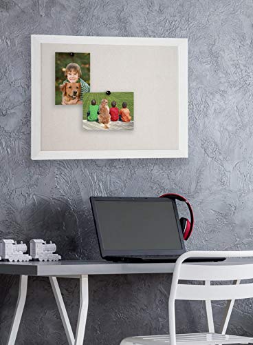 DesignOvation Beatrice Framed Linen Fabric Pinboard, 27x33, White, Rustic Wall Organization - color: White, size: 27" x 33"