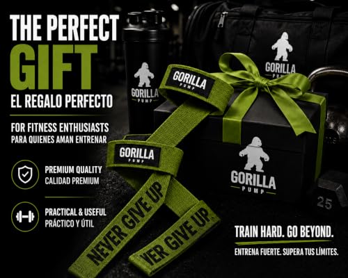 Pair of Deluxe Straps for Weights, Dumbbells, Gym and Crossfit with Non-Slip Grip and Durable Never Give Up Design - color: Green