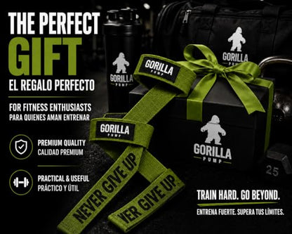 Pair of Deluxe Straps for Weights, Dumbbells, Gym and Crossfit with Non-Slip Grip and Durable Never Give Up Design - color: Green