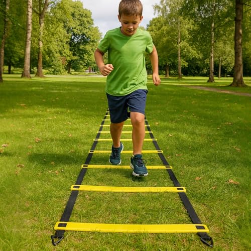 Training Set Ladder Agility, Rung Speed 12 19.7 Ft (6 Meters), with Cones Soccer 10 & Bag Carry, Equipment Training Soccer, Speed, Agility, Drills Coordination