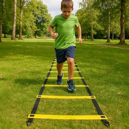 Training Set Ladder Agility, Rung Speed 12 19.7 Ft (6 Meters), with Cones Soccer 10 & Bag Carry, Equipment Training Soccer, Speed, Agility, Drills Coordination