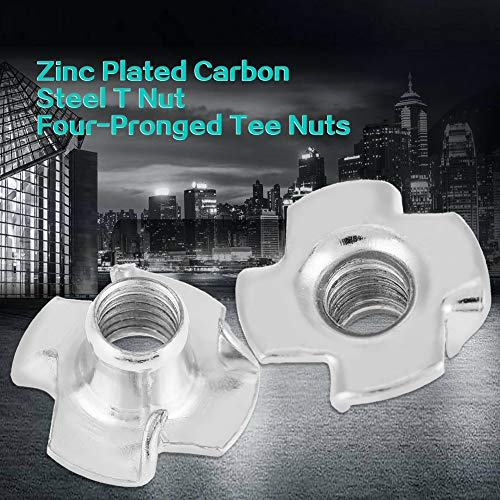T Nuts zinc Plated Steel, 100PCS Rock Climbing Holds T Nuts Four Pronged Tee Nuts for Furniture Cabinets and Rock Climbing Holds (M5) - size: M5