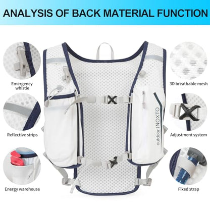 INOXTO Running Hydration Vest Backpack,Lightweight Insulated Pack with 1.5L Water Bladder Bag Daypack for Trail Hiking Running Cycling Race Marathon for Women Men - color: White