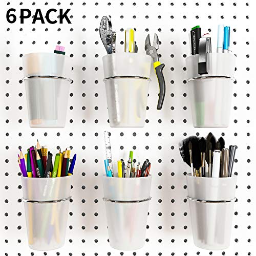 Kuhome 6 Set Pegboard Hooks with Cups, Ring Style Bins with Rings, Pegboard Cup Holder Accessories for Organizing Storage (Transparent) - color: Transparent