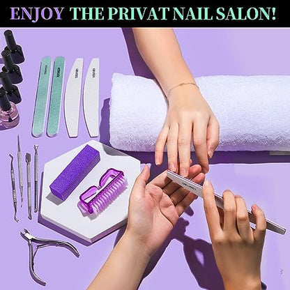 FANDAMEI Manicure and Pedicure Tools Kit, Manicure Kit, Nail Files 100/180, Nail Buffer Block, Nail Cuticle Nippers, Cuticle Pusher, Cuticle Peeler, Ingrown Toenail Tool, Toenail File, Purple - color: D-purple