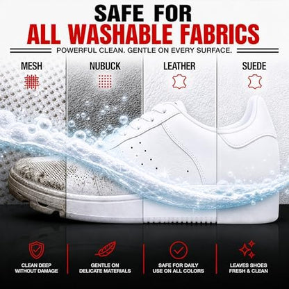 RED MOOSE Shoe & Sneaker Cleaner Kit – Leather, Suede, Nubuck, Canvas & White Shoes with Brush, Foam & Cloth, Made in USA - color: 3 Pcs Sneaker Kit-black