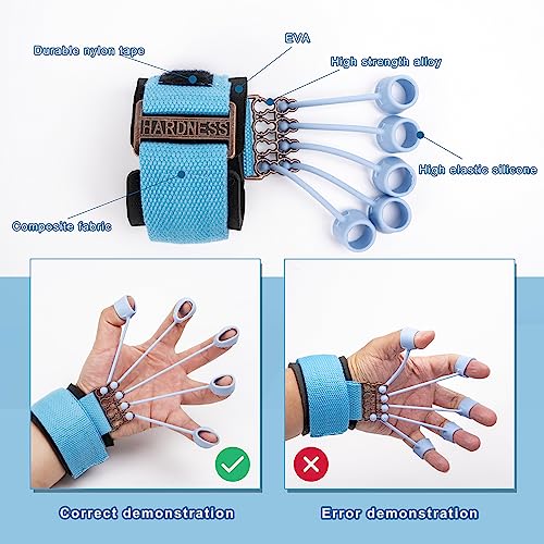 wefaner Finger Strengthener Band Exerciser Trainer ,Finger Resistance Band for Hand Grip Strength Forearm Stretching Rehabilitation Fitness Assist for Arthritis, Carpal Tunnel for Muscle Building and Injury Recovery.