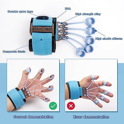 wefaner Finger Strengthener Band Exerciser Trainer ,Finger Resistance Band for Hand Grip Strength Forearm Stretching Rehabilitation Fitness Assist for Arthritis, Carpal Tunnel for Muscle Building and Injury Recovery.