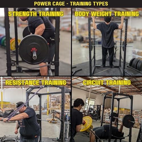 HulkFit Multi-Functional Adjustable Pro Series Power Rack Power Cage Exercise Equipment for Home Gym with Squat Rack Attachments and Accessories - Bench Press, Squats, and Deadlifts - Multicolor - style: Gen 2 Pro Series Power Cage - Black