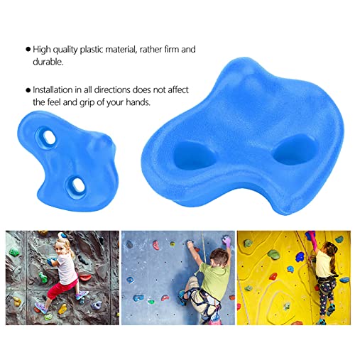 plplaaoo 10PCS Plastic Rock Climbing Holds Set, DIY Tree Rock Climbing Holds for Kids & Adults Climber, Kids Indoor and Outdoor Play Set Use, Includes Mounting Screws., Rock Climbing Holds climbin - color: blue