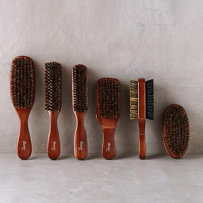 Diane Premium 100% Boar Bristle Club Wave Brush for Men and Barbers – Medium Bristles for Thick Coarse Hair – Use for Detangling, Smoothing, Wave Styles, Soft on Scalp, Restore Shine and Texture - style: Club Brush