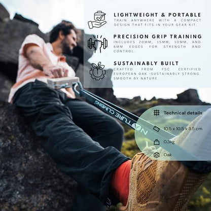 Portable Hangboard | Rock Climbing Hangboard | Hang Board for Climbing | Fingerboard | Strengthen Your Fingers | Bouldering Gifts | Hard Wood - color: Raw Oak
