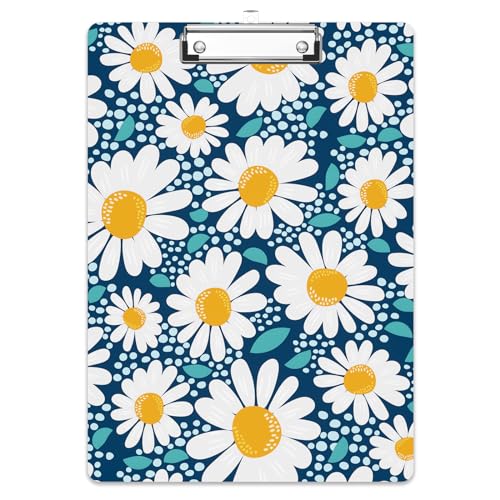 Rimilak Wood Clipboard, 8.5x11 Hardboard Clip Board, Daisy Flower | Fun Design, Cute Custom Pattern, 9 x 12.5 in Letter Size for Classroom, Teachers, Kid, Woman, School & Office Supply - color: Daisy Flower