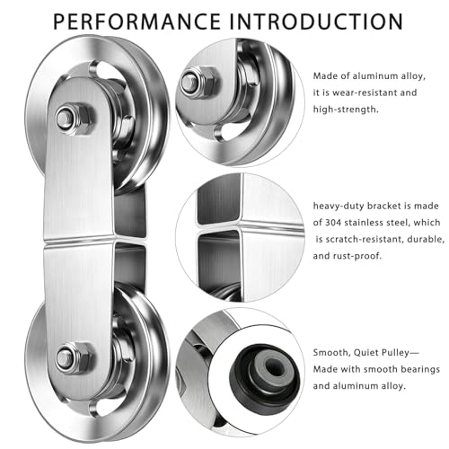 Swivel Dual Pulleys 360°Rotation Roller Reinforced double pulley Wheel for Home DIY Gym Pulley System Cable Machines fly machines Silent Bearing Swivel Groove Wheel Pull Down Attachment Weight Lifting - color: Silver