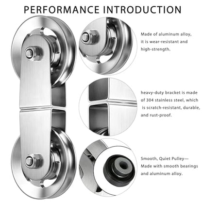 Swivel Dual Pulleys 360°Rotation Roller Reinforced double pulley Wheel for Home DIY Gym Pulley System Cable Machines fly machines Silent Bearing Swivel Groove Wheel Pull Down Attachment Weight Lifting - color: Silver
