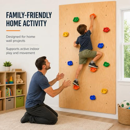 Rock Climbing Holds, Colorful Textured Wall Rocks with Hardware | Textured climbing rocks with bolts and washers for compatible wood playsets, indoor walls, backyard walls, and route setups