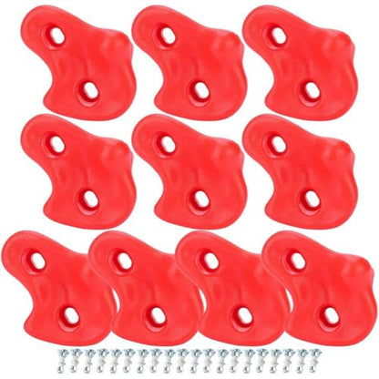 Climbing Hand Foot Holds Grip Kits 10pcs Climbing Holds Stones Plastic Large Climbing Rocks Outdoor Playground Set for Kids - color: Red