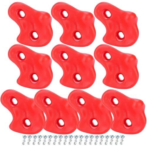 Climbing Hand Foot Holds Grip Kits 10pcs Climbing Holds Stones Plastic Large Climbing Rocks Outdoor Playground Set for Kids - color: Red