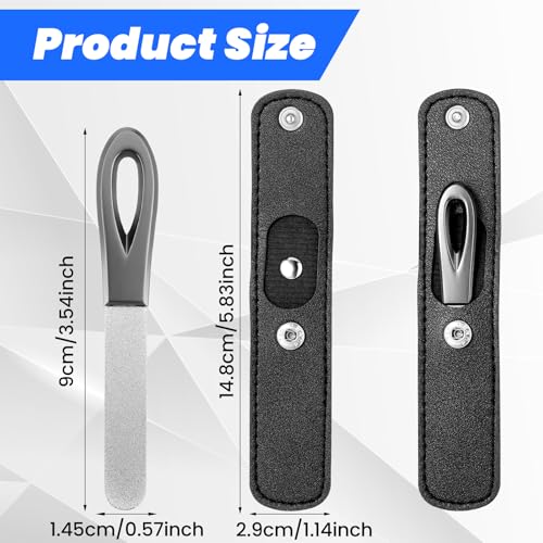 Ymapinc 4 Pack Nail File Metal, 3.54IN Stainless Steel Fingernail Files Double Sided Grit Nail Filer with Leather Cases and Non Slip Handle