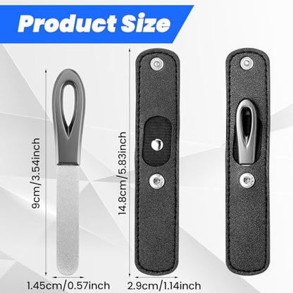 Ymapinc 4 Pack Nail File Metal, 3.54IN Stainless Steel Fingernail Files Double Sided Grit Nail Filer with Leather Cases and Non Slip Handle