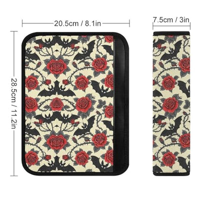 Breathable Seat Belt Shoulder Pad for Adults and Children, Stroller Pushchair High Chair, 2 Pack Halloween Goth Gothic Rose Bat Floral Neck Strap Covers Easy Install (No Tool) - color: Pattern 769