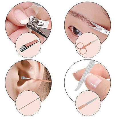 Manicure Set, 8 In 1 Stainless Steel Professional Pedicure Kit Nail Scissors Grooming Kit with Pink Leather Travel Case Pink - color: 8 in 1