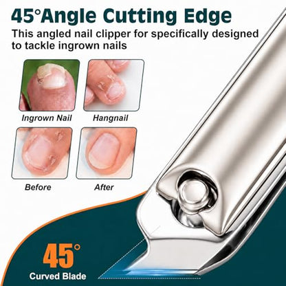 Nail Clippers Set, Fingernail and Toenail Clipper Cutters Kit | Ultra Sharp All-IN-ONE Kit: 15% Thicker Premium Sturdy Podiatrist Toe Nail Care Tools. Perfect Grooming Gifts with Case - color: Satin Silver, size: 3-Pack