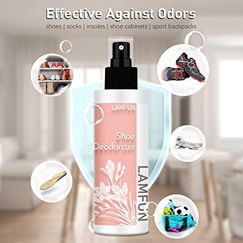 Shoe Odor Eliminator, LamFun Foot Shoe Deodorizer Spray, Natural Deodorant for Shoes, Feet, Sneakers, Work Boots, Air Freshener Spray, Freesia and Lavender