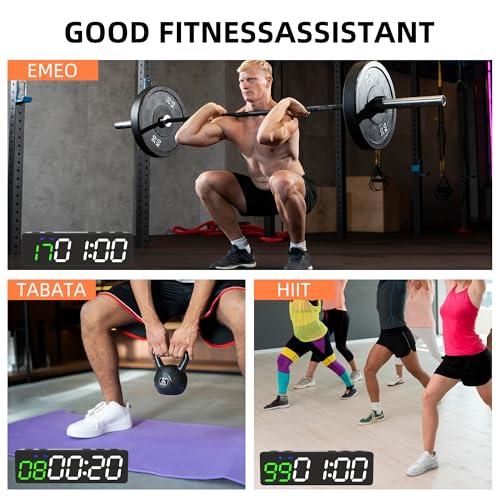 Mini Portable Gym Timer Clock, Large LED Digital Display Screen, Powerful Magnet, Powerful Battery, Count up/Down, Stopwatch, Exercise Interval Timer, Eight Fitness Modes, Suitable for Home and Gym - color: Black