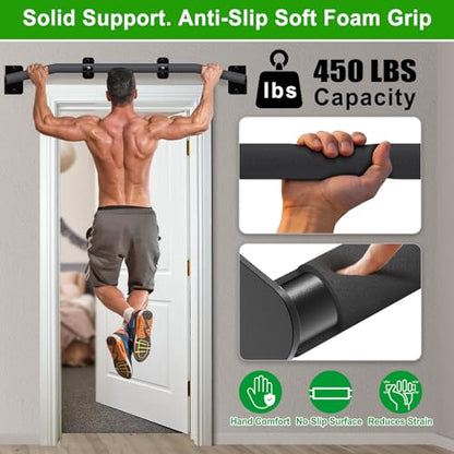SELEWARE Heavy Duty Wall Mount Pull Up Bar, Joist Mount Chin Up Bar for Doorway, Sturdy Steel Construction, w/Resistance Band Hooks, Fits 32"/36" Wall Studs for Home Gym Strength Training - size: B: 36" x 1.6" Dia Grip